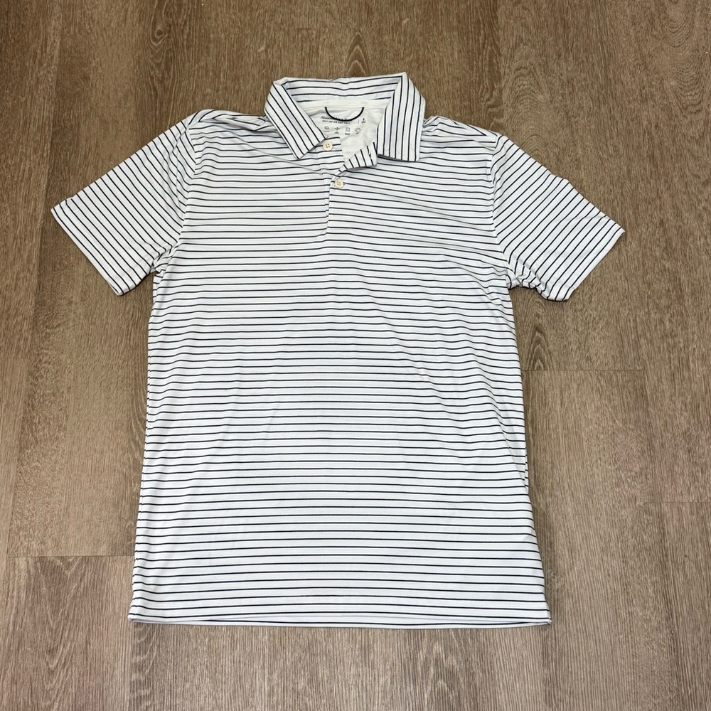 Abercrombie & Fitch Men's Polo - White and Black Stripes